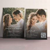 Invitation Moderne Elegant 2 Photo QR Code Tout en un Mariage