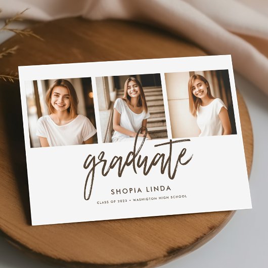 Invitation Moderne Elegant 4 Photo Collage Party de graduatio