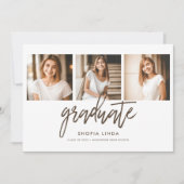 Invitation Moderne Elegant 4 Photo Collage Party de graduatio (Devant)