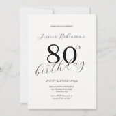Invitation Moderne Élégant Anniversaire des 80 ans écriture n (Devant)