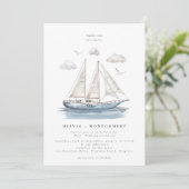 Invitation Moderne Elegant Aquarelle Voile Mariage (Debout devant)