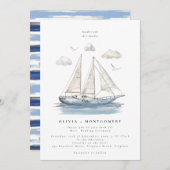 Invitation Moderne Elegant Aquarelle Voile Mariage (Devant / Derrière)