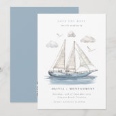 Invitation Moderne Elégant Aquarelle Voile Yacht (Devant / Derrière)