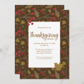 Invitation Moderne Elégant automne quitte Thanksgiving Brown (Devant / Derrière)