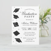 Invitation Moderne Elegant Black and White Graduation Party (Debout devant)