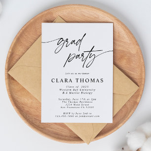 Invitation Moderne Elegant Black and White Graduation Party