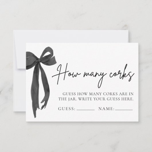 Invitation Moderne Elegant Black Bow Devine Combien De Corks (Devant)