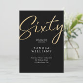 Invitation Moderne Elégant Black Gold 60e anniversaire (Debout devant)
