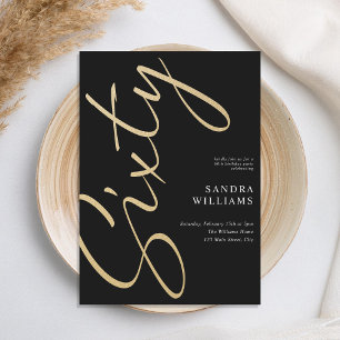 Invitation Moderne Elégant Black Gold 60e anniversaire
