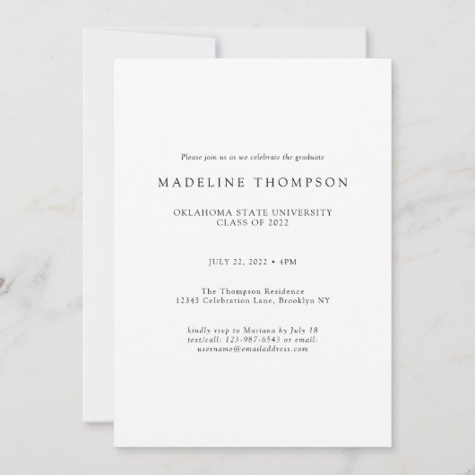 Invitation Moderne Elegant Black White Gold 3 Photo Graduatio (Dos)