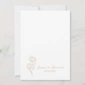 Invitation Moderne Elégant blanc et or Mariage floral (Dos)
