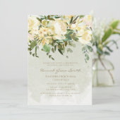 Invitation Moderne Elégant Blanc Floral Eucalyptus Graduation (Debout devant)