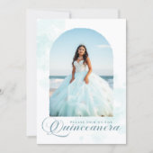 Invitation Moderne Elegant bleu clair Quinceanera photo (Devant)