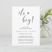Invitation Moderne Elegant Bleu Coeur C'est un Baby shower ga (Debout devant)