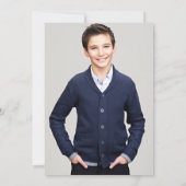 Invitation Moderne Elegant Bleu Marbre Or Bar Mitzvah Photo (Dos)