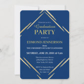 Invitation Moderne Elegant Blue Gold 2025 Graduation Party (Devant)