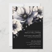 Invitation Moderne Elegant Boho Black Floral Mariage (Devant)