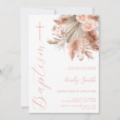 Invitation Moderne Elégant Boho Floral Baptism (Devant)