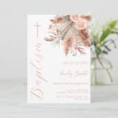 Invitation Moderne Elégant Boho Floral Baptism (Debout devant)