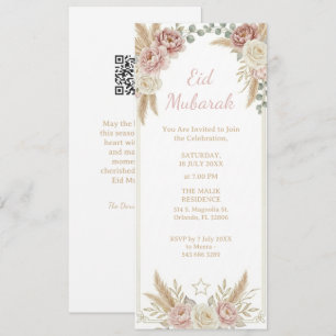 Invitation Moderne Élégant Boho Floral Eid Moubarak Numérique