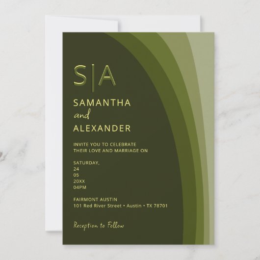 Invitation Moderne Elegant Boho Sage Vert Mariage Décontracté (Devant)