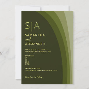 Invitation Moderne Elegant Boho Sage Vert Mariage Décontracté