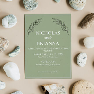 Invitation Moderne Elegant Boho Sage Vert Mariage minimaliste