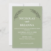 Invitation Moderne Elegant Boho Sage Vert Mariage minimaliste (Devant)