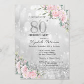 Invitation Moderne Elégant Bokeh Floral 80e anniversaire (Devant / Derrière)