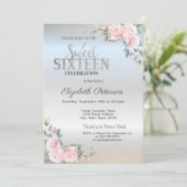 Invitation Moderne Elegant Bokeh Floral Sweet 16 (Debout devant)