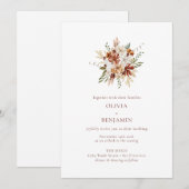 Invitation Moderne Elégant Botanique Bourgogne Mariage Bouque (Devant / Derrière)