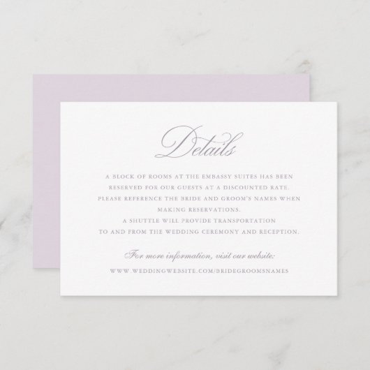 Invitation Moderne Elegant Calligraphie Script Détails Mariag (Devant / Derrière)