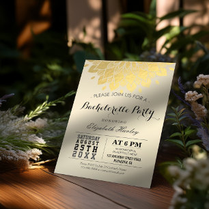 Invitation Moderne Elegant Chic Gold Floral Bachelorette Part