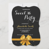 Invitation Moderne élégant chic noir et or doux 16 (Devant)