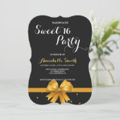 Invitation Moderne élégant chic noir et or doux 16 (Debout devant)