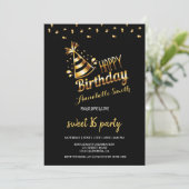 Invitation Moderne élégant chic noir et or doux 16 (Debout devant)