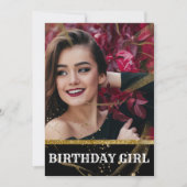 Invitation Moderne élégant chic noir et or doux 16 invita (Devant)