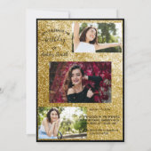 Invitation Moderne élégant chic noir et or doux 16 invita (Dos)