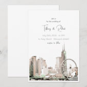 Invitation Moderne Elegant Chicago Skyline (Devant / Derrière)