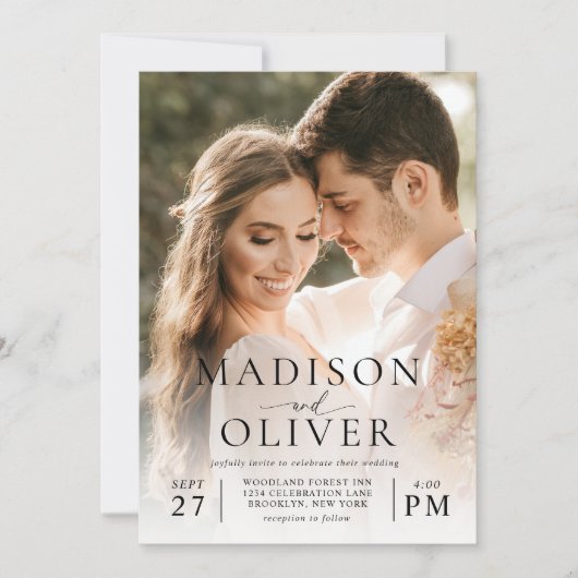 Invitation Moderne Elegant Classic 2 Photo QR Code Mariage (Devant)