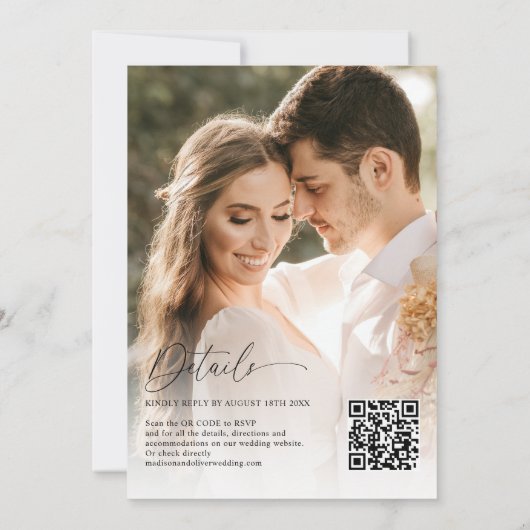 Invitation Moderne Elegant Classic 2 Photo QR Code Mariage (Dos)