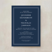 Invitation Moderne Elegant Classic Marine Bleu Mariage virtue