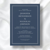 Invitation Moderne Elegant Classic Marine Bleu Mariage virtue