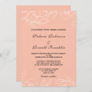 Invitation Moderne Elégant Coral Blanc Floral Mariage