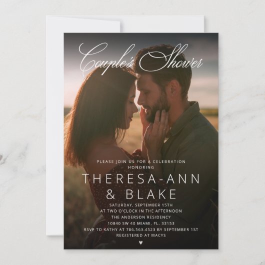 Invitation Moderne Elegant Couple's Douche Simple (Devant)