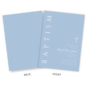 Invitation Moderne Elegant Croix Bleue Baptême garçon
