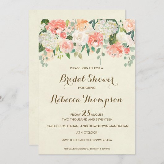 Invitation moderne élégant d'invitation nuptiale de douche de (Devant / Derrière)