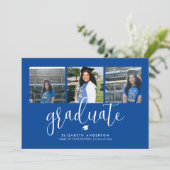 Invitation Moderne Élégant Diplômé 3 Photo Collage Graduation (Debout devant)