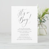 Invitation Moderne Elegant Dusty Blue C'est un Baby shower ga (Debout devant)