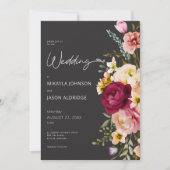 Invitation Moderne Elégant été prairie floral noir Mariage (Devant)